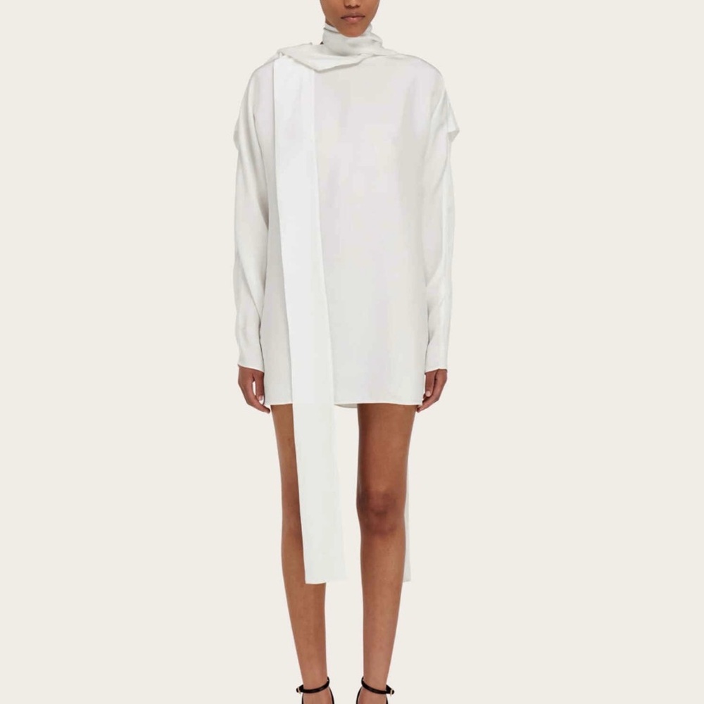 Salvatore Ferragamo Asymmetrical Cream Dress